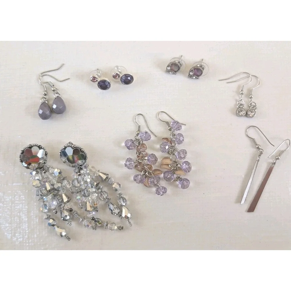 Vintage Style Earrings‎ Lot 7+ Pairs Rhinestone Dangle Stud Chandelier Mixed...